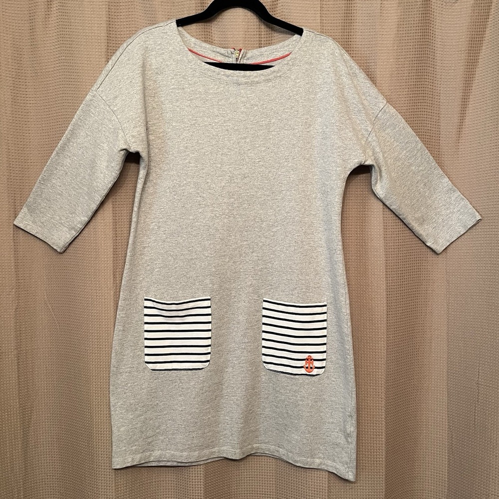 Tommy Hilfiger Sweater Dress Womens M Gray Knit Retro Preppy Nautical Classic